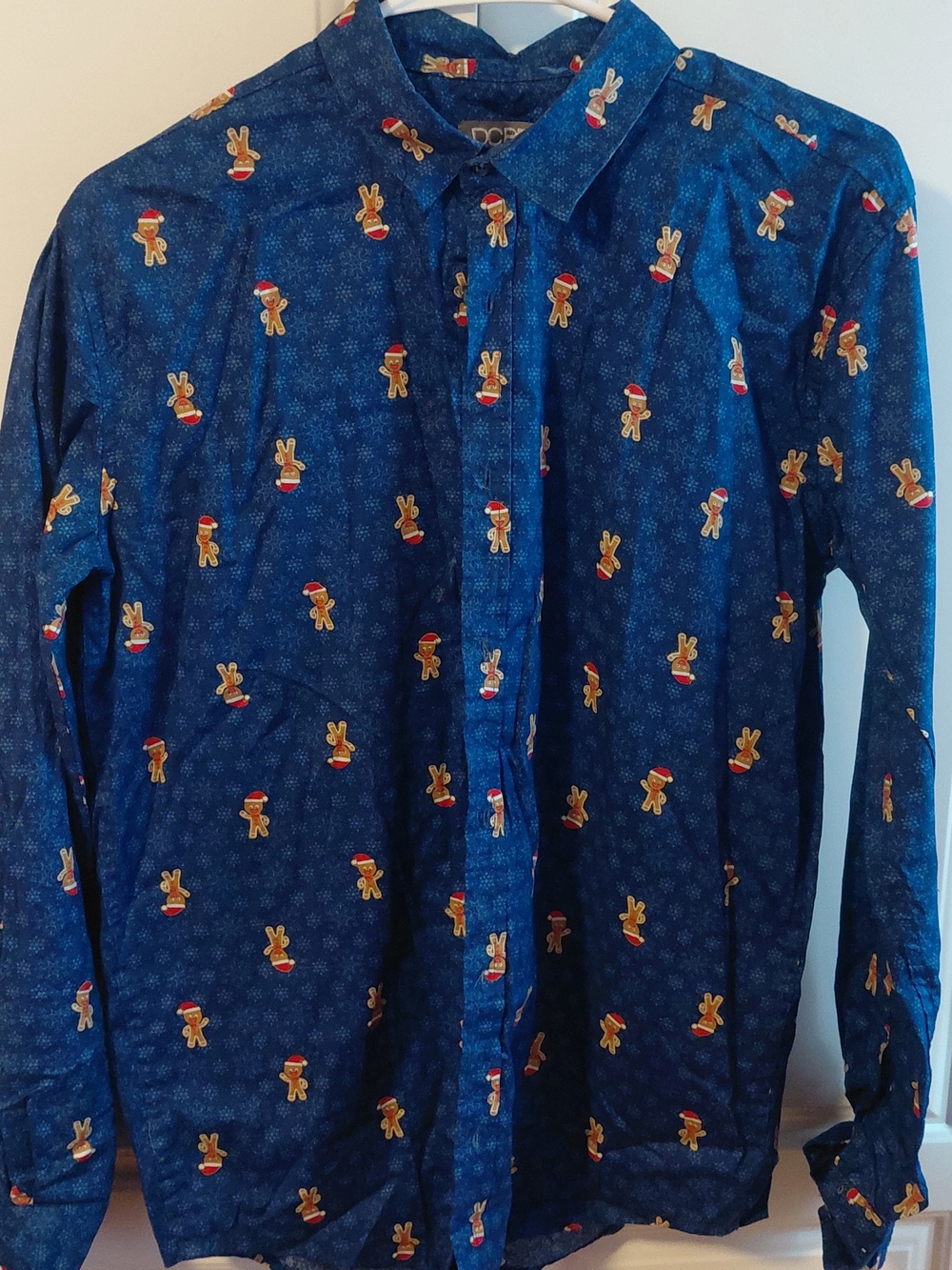kids Blue Holiday Print Button-Up Shirt